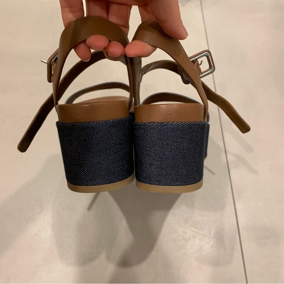 NWT Sergio Rossi Denim Leather Platform Sandal - 39.5 - Picture 3 of 4